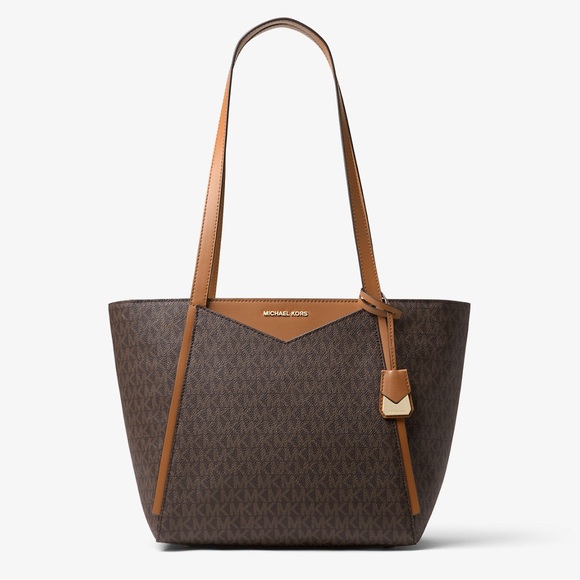 Michael Kors Brown Signature Tote with Leather Trim - Picture 1 of 8